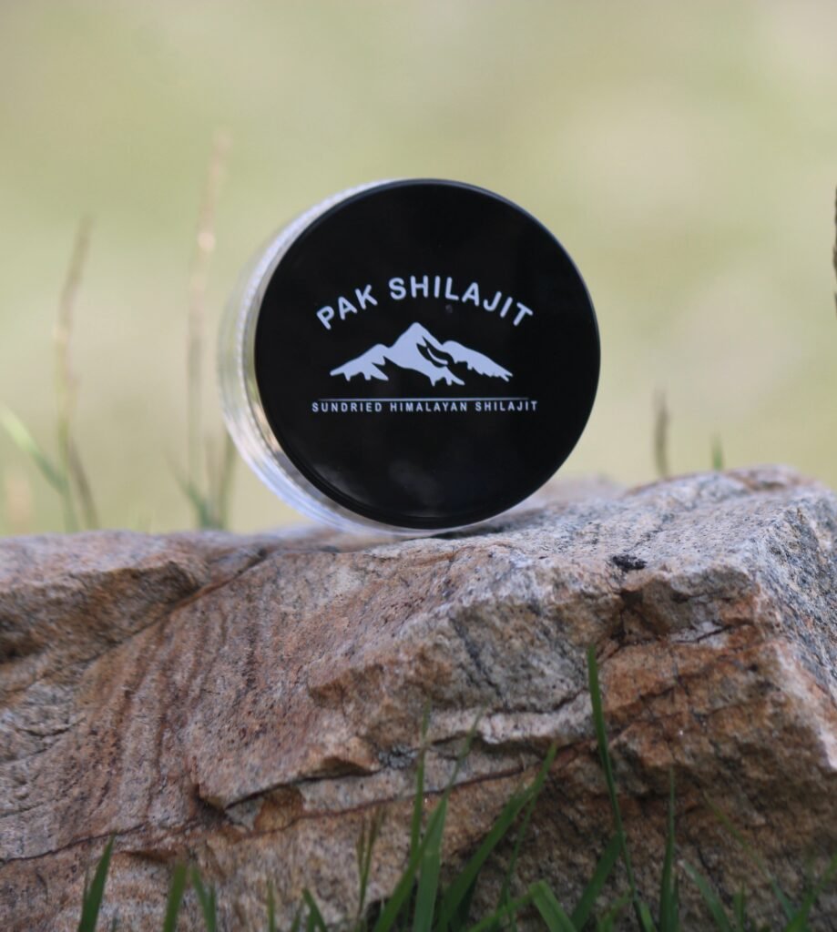 PakShilajit jar in Himalayan mountains